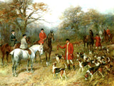 Fine Oleograph on Canvas of Huntsmen & Hounds in a Landscape