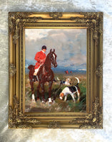 Fine Oleograph on Canvas of a Huntsman & Hounds "In the Field"