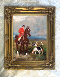 Fine Oleograph on Canvas of a Huntsman & Hounds "In the Field"