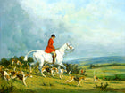 Fine Lithograph on Stretched Canvas of a Hunting Scene "Full Cry"