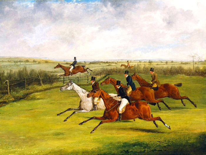 Superb Oleograph on Canvas - The Grand Leicestershire Steeplechase