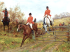 Oleograph on Canvas of a Hunting Scene - "Over the Gate"