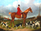 Fine Lithograph on Canvas of a Hunting Scene -Huntsman and Hounds