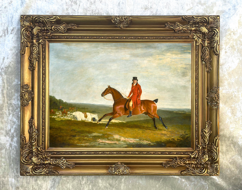Fine Oleograph on Canvas - Huntsman on a Bay Hunter