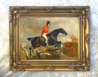 Oleograph on Canvas of a Huntsman"Over the Fence"