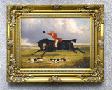 Oleograph on Canvas of a Huntsman & Hounds after J.F.Herring