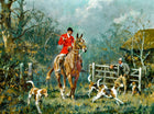 Oleograph on Canvas of a Huntsman and Hounds
