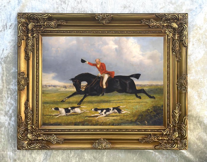 Oleograph on Canvas of a Huntsman & Hounds after J.F.Herring