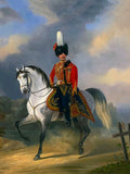 Fine Oleograph on Canvas of a Mounted Hussar in a Landscape