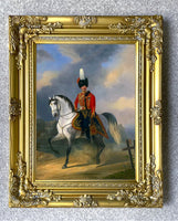 Fine Oleograph on Canvas of a Mounted Hussar in a Landscape