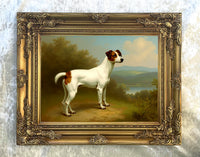 Beautiful Oleograph on Canvas - Jack Russell Terrier in a Landscape