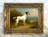Beautiful Oleograph on Canvas - Jack Russell Terrier in a Landscape