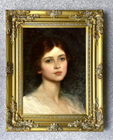 Fine Portrait of an Edwardian Lady - Lithograph on Canvas in a Rococo Frame