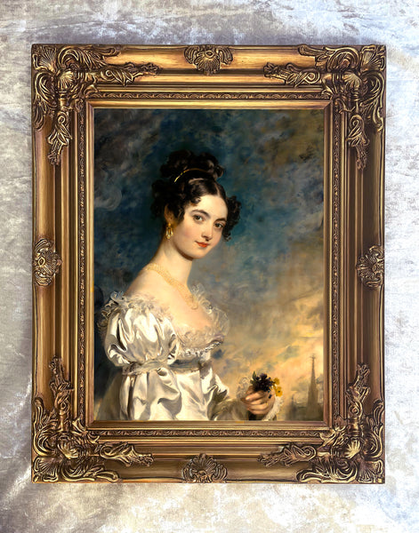 Superb  Portrait Oleograph on Canvas of a Lady aft. Thomas Lawrence