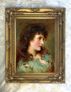Fine Ornate Framed Oleograph of a Young Lady