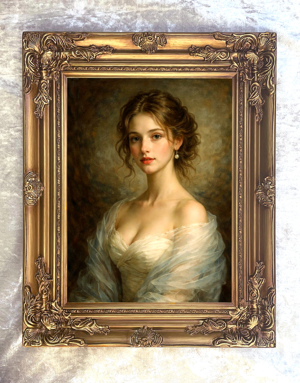 Fine Oleograph on Canvas - Portrait of an Elegant Edwardian Beauty