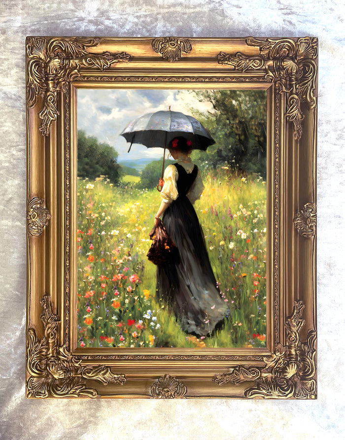 Fine Oleograph on Canvas - A Summers Afternoon Stroll