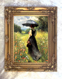 Fine Oleograph on Canvas - A Summers Afternoon Stroll