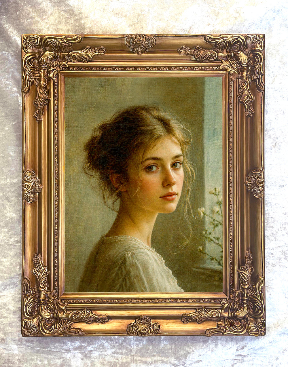 Fine Oleograph on Canvas - Portrait of an Elegant Young Woman