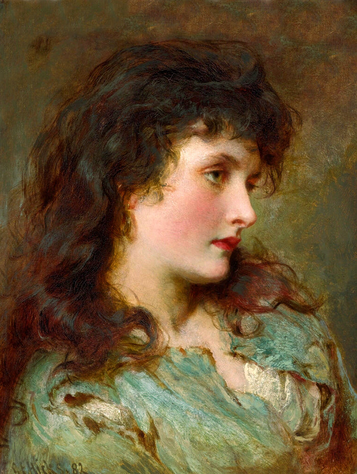 Fine Ornate Framed Oleograph of a Young Lady