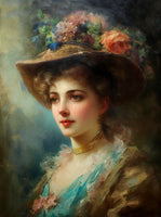 Fine Oleograph on Canvas - Portrait of an Elegant Edwardian Lady