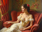 Fine Oleograph on Canvas - Portrait of a seated Elegant Edwardian Lady