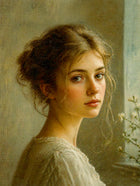 Fine Oleograph on Canvas - Portrait of an Elegant Young Woman