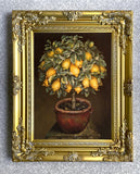 Exquisite Oleograph on Canvas Still Life of a Lemon Tree