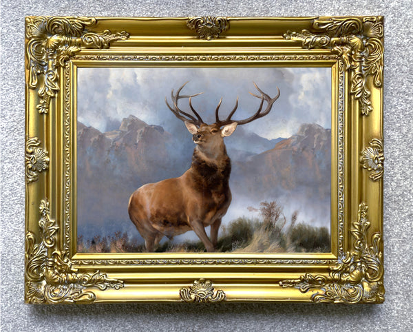 Fine Oleograph on Canvas Portrait of "Monarch of the Glen" aft. Landseer