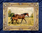 Fine Oleograph on Canvas - Study of a Mare & Foal  aft. Alfred Munnings