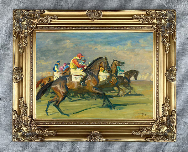 Fine Lithograph on Stretched Canvas of "After The Start at Newmarket" - Alfred Munnings
