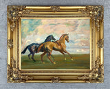 Fine Oleograph on Canvas of Horses in a Landscape aft. Munnings