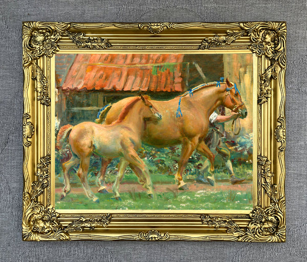 Fine Portrait of a Mare & Foal after Alfred Munnings