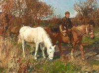 Oleograph on Canvas of the "Ponies" after A.J.Munnings