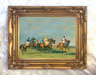 Fine Oleograph on Canvas of Racehorses "Silks & Satins" aft. Munnings