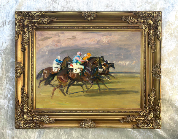 Fine Oleograph on Canvas - "Starters Orders at Newmarket" - Alfred Munnings