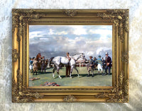Fine Oleograph on Canvas - Saddling Mahmoud 1936 Derby Winner aft. Munnings
