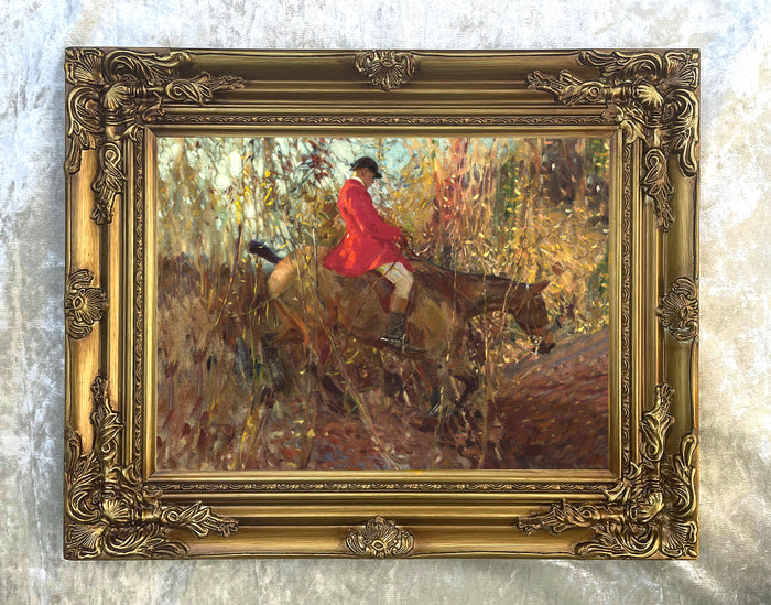 Fine Oleograph on Canvas of Racehorses 