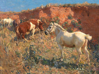 Fine Oleograph on Canvas of Ponies in a Gravel Pit aft. Munnings