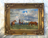 Fine Lithograph on Stretched Canvas of "Horses at Grass" - Alfred Munnings