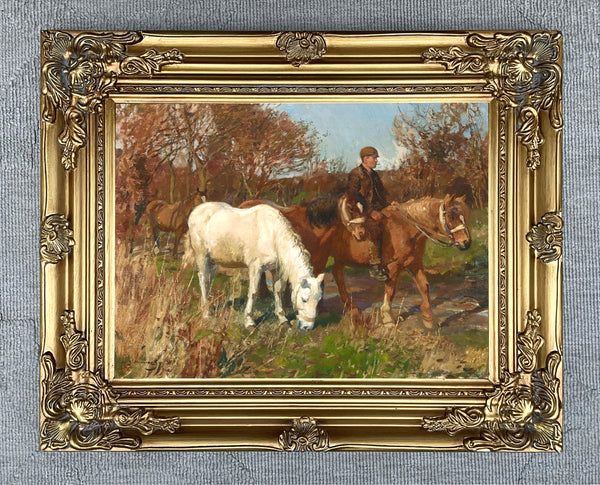 Oleograph on Canvas of the "Ponies" after A.J.Munnings