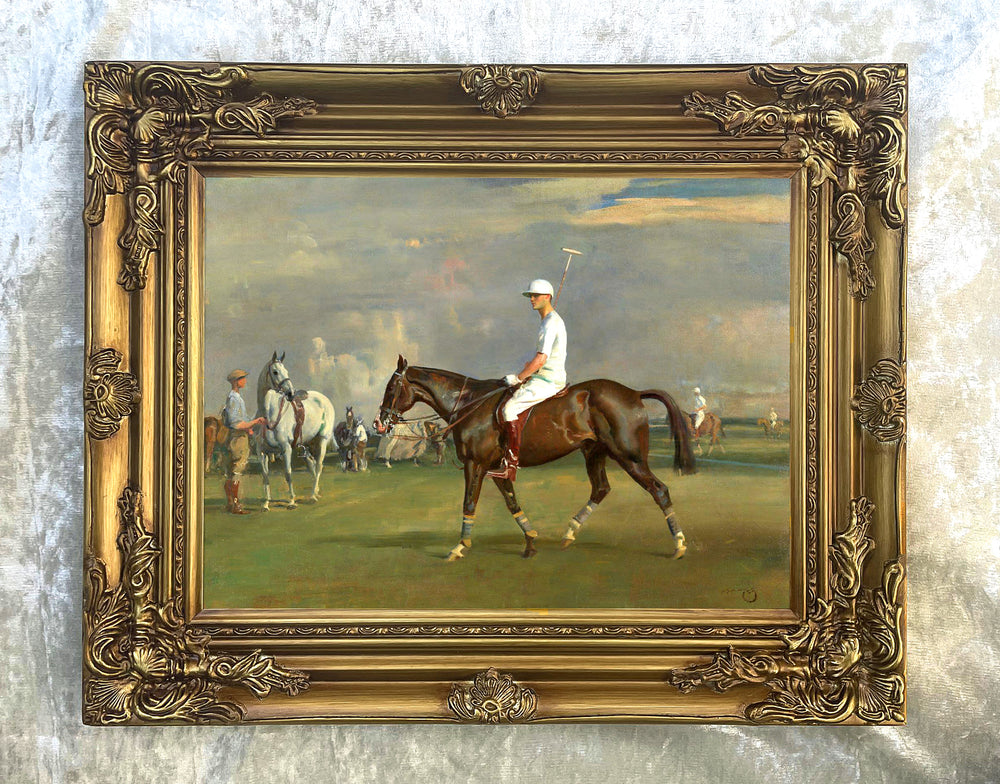 Fine Oleograph on Canvas of a Polo Player after A.J.Munnings