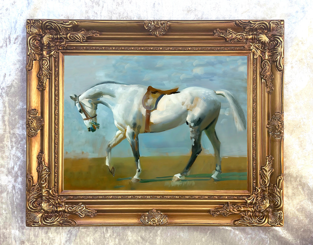 Fine Oleograph on Canvas of  a Dapple Grey Horse aft. Munnings