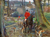 Fine Ornate Framed Oil Painting Print on Canvas - Huntsmen & Hounds aft. Alfred Munnings