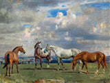 Fine Lithograph on Stretched Canvas of "Horses at Grass" - Alfred Munnings