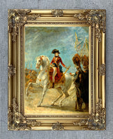 Napoleon on Marengo - Superb Full length Portrait Oleograph on Canvas