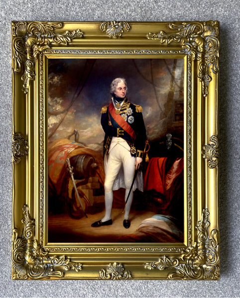 Lord Nelson - Superb Full length Portrait Oleograph on Canvas