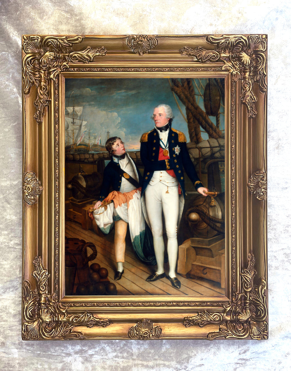 Large Gilt Framed Oleograph Portrait of Lord Nelson