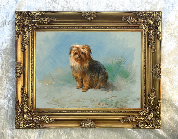 Fine Oleograph on Canvas - Portrait of a Norfolk Terrier aft. Thorburn
