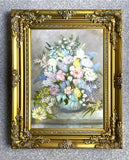 Exquisite Vintage Mid C20th English Impressionist Oil on Board - Flowers in a Bowl SOLD